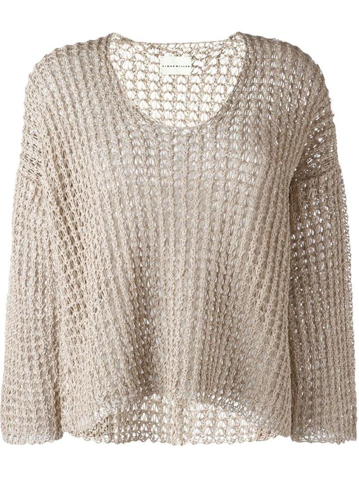 Simon Miller Wide Knit Scoop Neck Jumper, Women's, Size: 1, Nude/neutrals, Silk