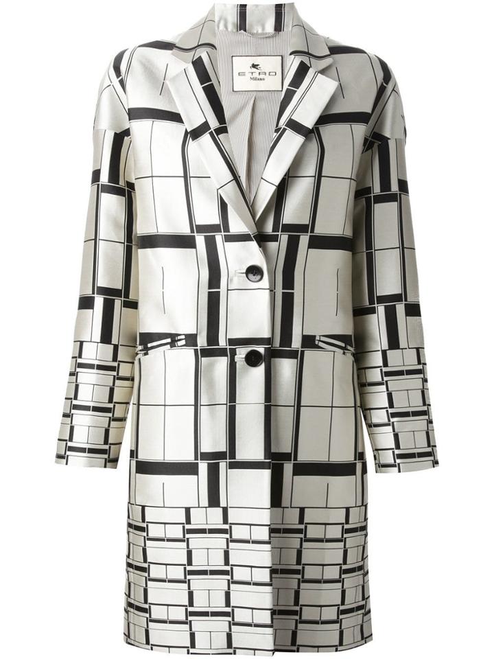 Etro Square Print Coat - White