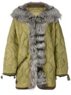 Liska Fur-trim Quilted Jacket - Green