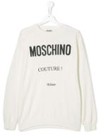 Moschino Kids Teen Logo Print Knitted Top - White