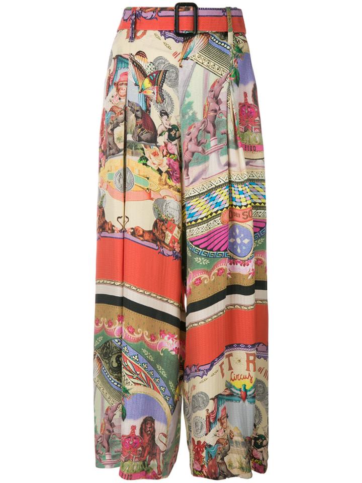 Etro Circus Print Wide Leg Trousers - Multicolour