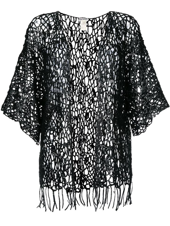Issey Miyake Vintage Sheer Lace Knitted Cardigan - Black