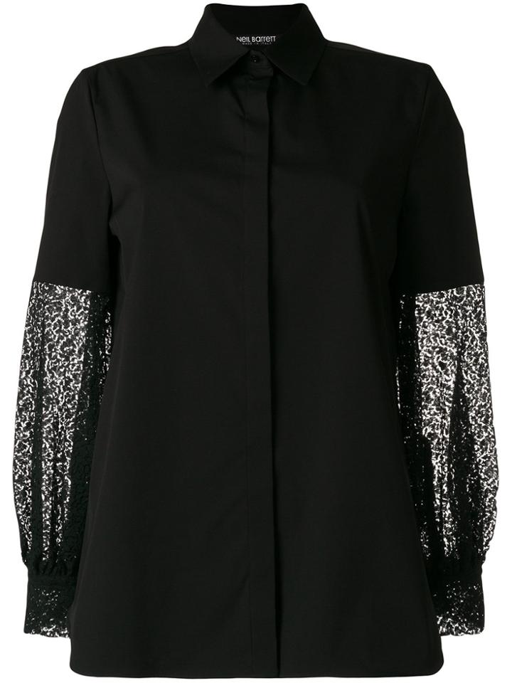 Neil Barrett Lace Panelled Shirt - Black