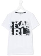 Karl Lagerfeld Kids Teen Paint Effect Karl T-shirt, Boy's, Size: 16 Yrs, White