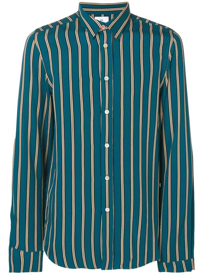 Ps Paul Smith Striped Button-up Shirt - Blue