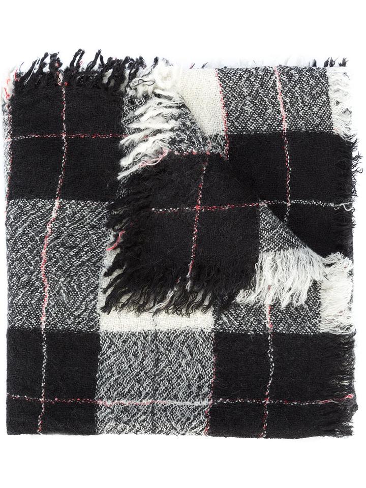 Isabel Marant - Chunky Checkered Scarf - Women - Silk/wool - One Size, Black, Silk/wool