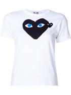 Comme Des Garçons Play Heart Print And Application T-shirt - White
