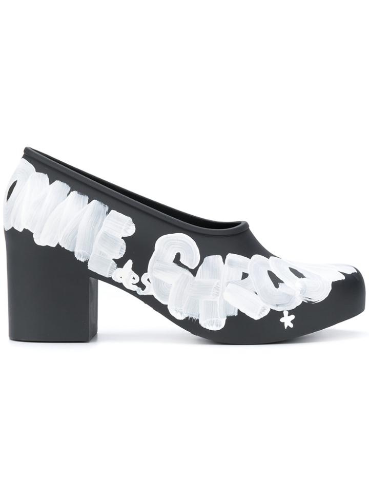 Comme Des Garçons Painted Logo Pumps - Black