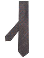 Barba Embroidered Pattern Tie - Brown
