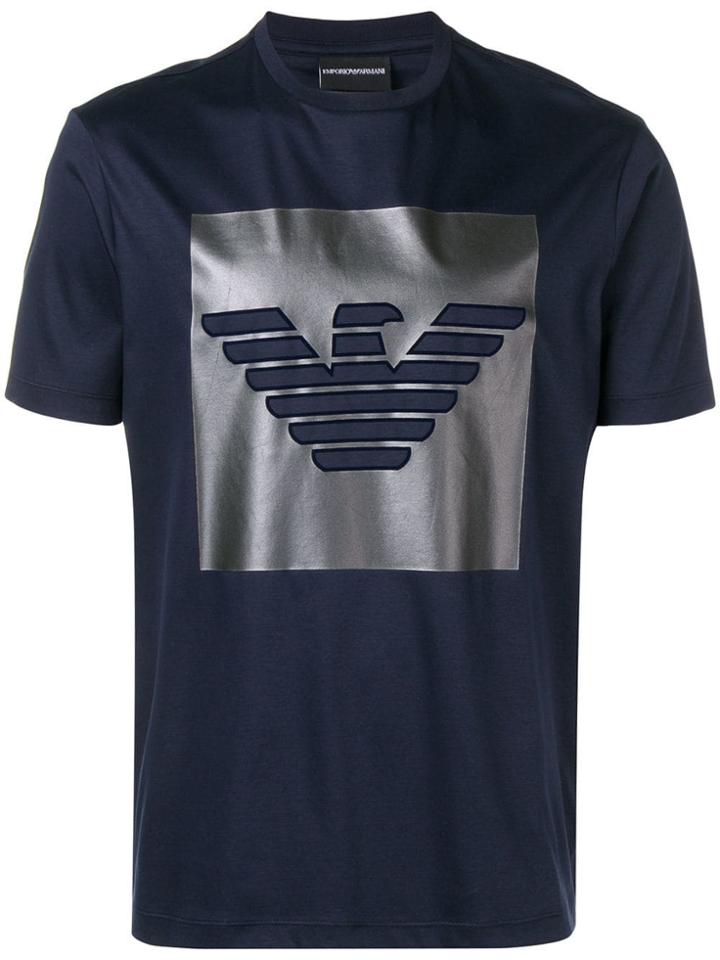 Emporio Armani Metallic Logo Print T-shirt - Blue
