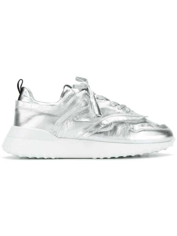Tod's Fringed Lace-up Sneakers - Silver