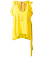 No21 V Neck Top, Women's, Size: 44, Yellow/orange, Silk/acetate