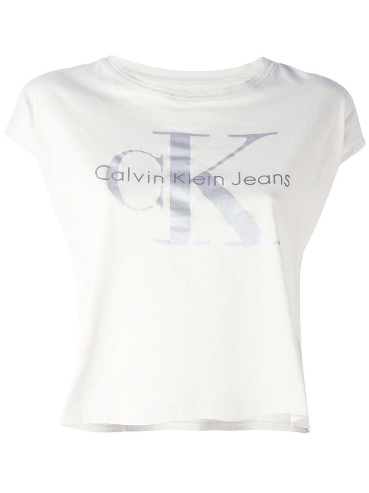 Calvin Klein Jeans - Logo Short Sleeved T-shirt - Women - Cotton - M, White, Cotton