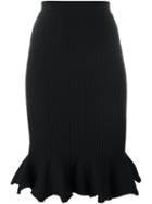 Lanvin Ribbed Knit Skirt, Women's, Size: Medium, Black, Wool