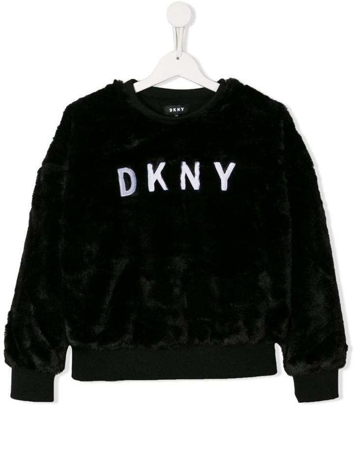 Dkny Kids Logo Fur Sweatshirt - Black