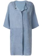 Yves Salomon Reversible Collarless Coat - Blue