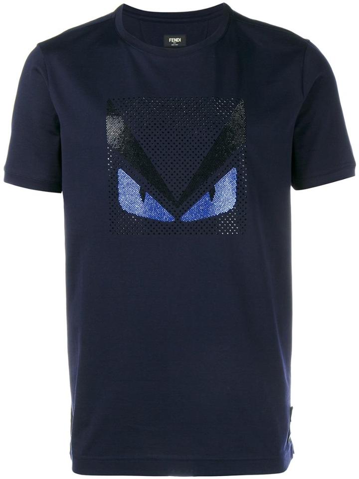 Fendi Crystal Embellished Monster T-shirt - Blue