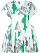 Julien David Floral Print Pleated Skater Dress - White
