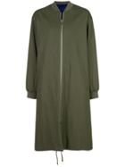 Army Yves Salomon Ribbed Collar Oversized Coat - Green