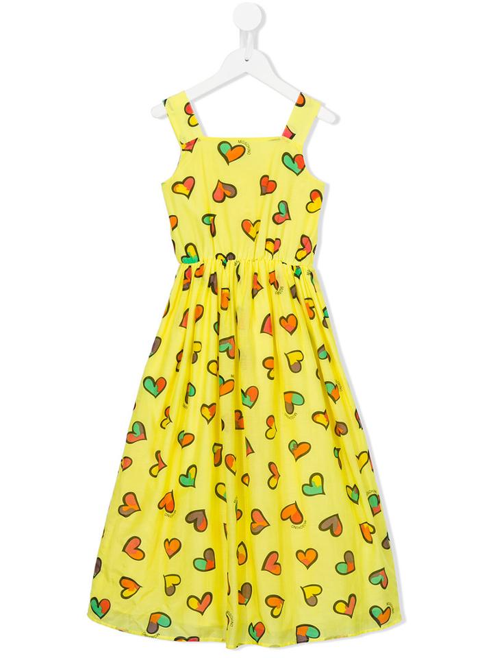 Moschino Kids Heart Print Dress, Girl's, Size: 8 Yrs, Yellow/orange