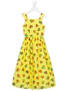 Moschino Kids Heart Print Dress, Girl's, Size: 8 Yrs, Yellow/orange