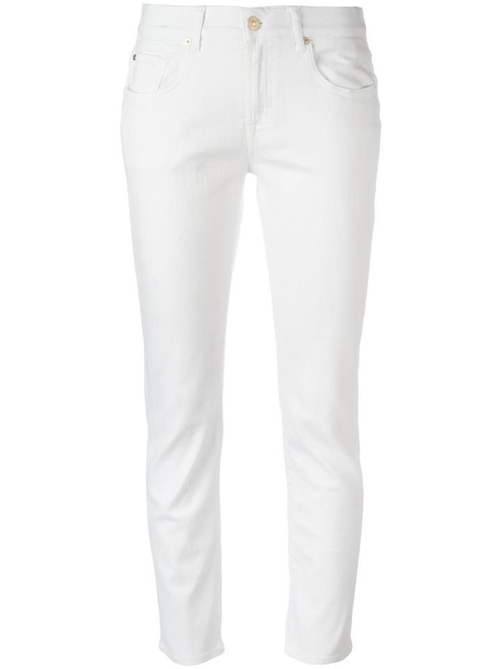 7 For All Mankind Straight-leg Jeans, Women's, Size: 30, White, Cotton/polyester/spandex/elastane