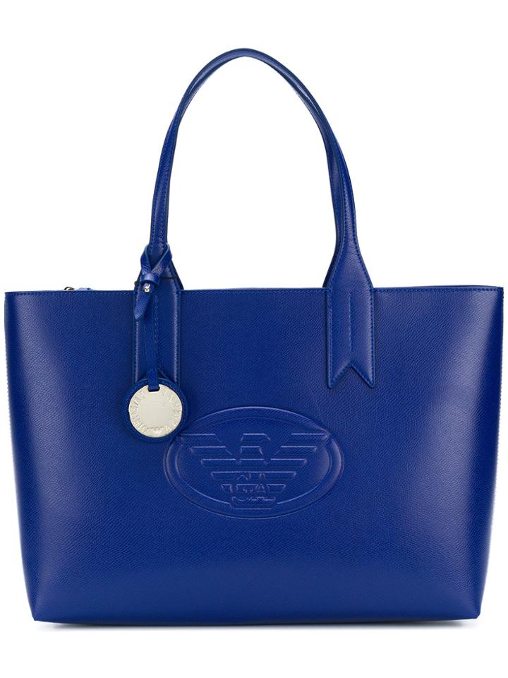 Emporio Armani Front Embossed Logo Bag - Blue