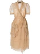 Simone Rocha Tulle Feather Trim Wrap Dress - Nude & Neutrals