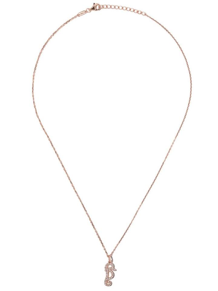 As29 18kt Rose Gold Mini Charm Seahorse Diamond Necklace