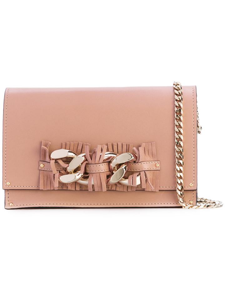 Casadei - Fringed Shoulder Bag - Women - Chamois Leather/nappa Leather/kid Leather - One Size, Pink/purple, Chamois Leather/nappa Leather/kid Leather