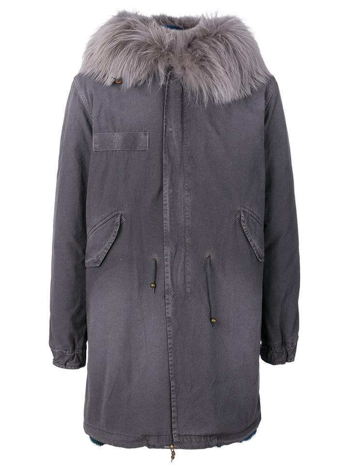 Mr & Mrs Italy - Drawstring Detail Parka Coat - Men - Cotton/lamb Skin/rabbit Fur/racoon Fur - L, Grey, Cotton/lamb Skin/rabbit Fur/racoon Fur