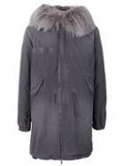 Mr & Mrs Italy - Drawstring Detail Parka Coat - Men - Cotton/lamb Skin/rabbit Fur/racoon Fur - L, Grey, Cotton/lamb Skin/rabbit Fur/racoon Fur