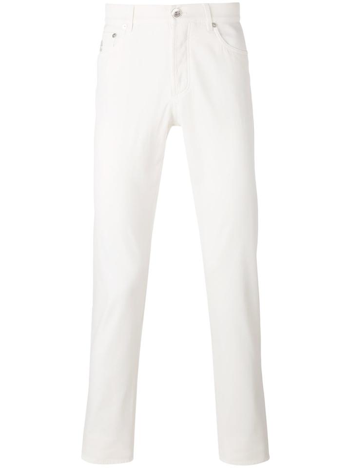 Brunello Cucinelli Slim-fit Jeans, Size: 48, White, Cotton/spandex/elastane/polyester