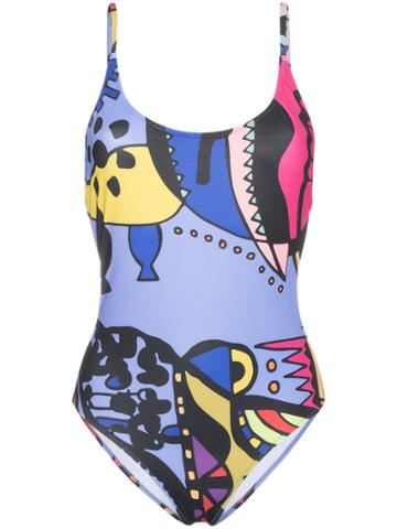 Ellie Rassia Easy Is Boring Print Swimsuit - Multicolour