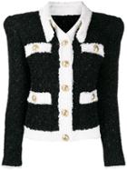 Balmain Tweed Button-front Jacket - Black