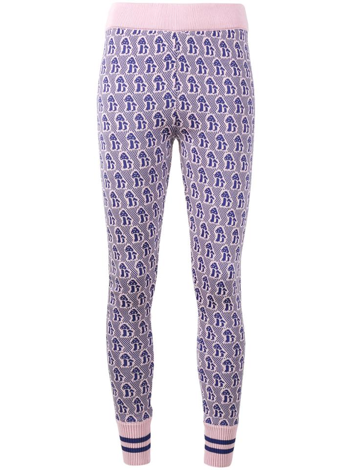 Gucci Mushrooms Jacquard Knit Leggings - Pink & Purple
