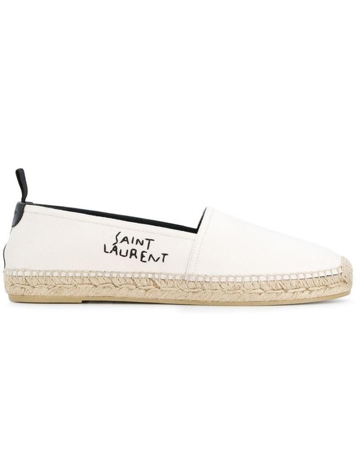 Saint Laurent Stitched Logo Espadrilles - Neutrals