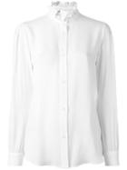Love Moschino Ruffled Collar Shirt, Women's, Size: 44, White, Silk/acetate