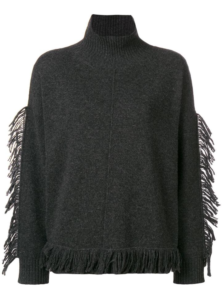 Weekend Max Mara Benny Fringe Trim Sweater - Grey