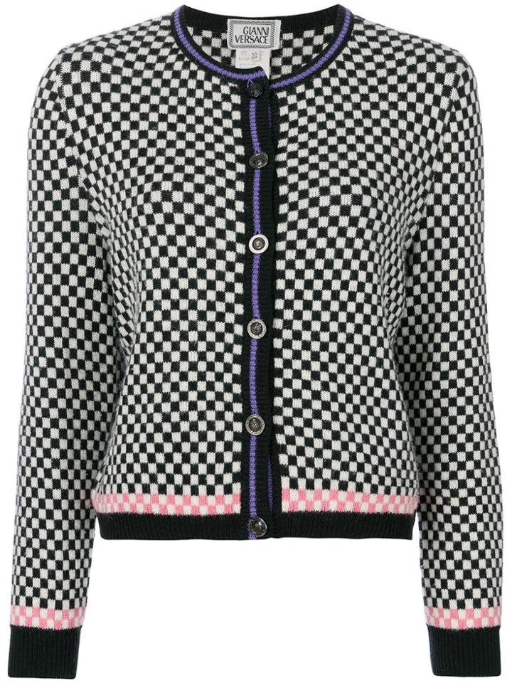 Versace Vintage Checked Cardigan - Black