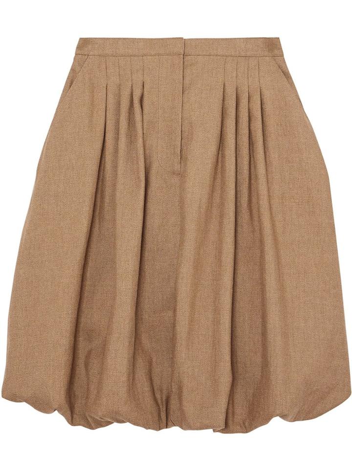 Burberry Linen Blend Bubble Hem Skirt - Brown