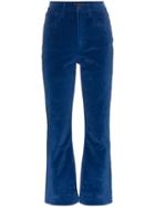 3x1 Velvet Empire Crop Bell Trousers - Blue