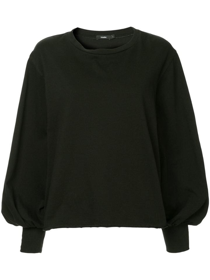 Bassike Double Jersey Puff Sleeves Sweatshirt - Black
