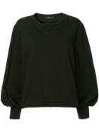 Bassike Double Jersey Puff Sleeves Sweatshirt - Black