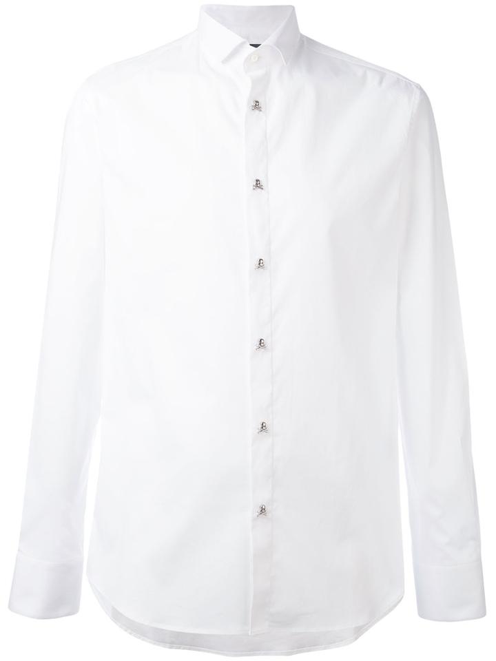 Philipp Plein - Skull Button Shirt - Men - Cotton/spandex/elastane - S, White, Cotton/spandex/elastane