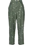Alena Akhmadullina - Geometric Print Trousers - Women - Silk/viscose - 40, Women's, Green, Silk/viscose