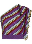 Philosophy Di Lorenzo Serafini Knitted Lurex Striped One-shoulder Top