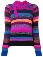 Marc Jacobs Striped Tie-neck Cashmere Sweater - Pink & Purple