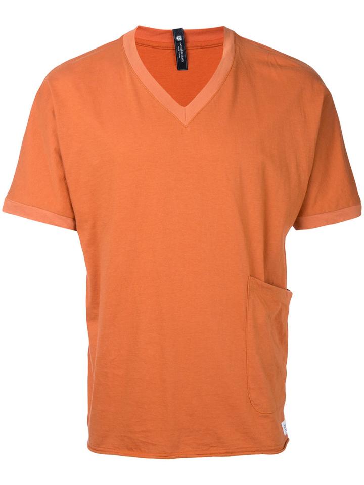 Factotum - V-neck Pocket T-shirt - Men - Cotton - 44, Yellow/orange, Cotton