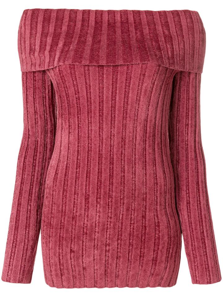 Sies Marjan Off-shoulder Ribbed Top - Pink & Purple